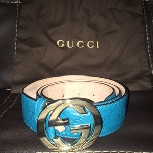 Unisex authentic blue Gucci belt.